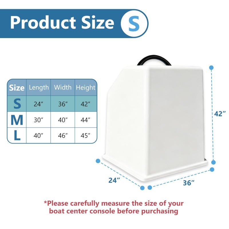 FCOUIID Boat Center Console Cover, 600D Marine Grade Polyester Canvas, Waterproof, Grey (Small Size up to 36" W 24" L 42" H) - Image 2